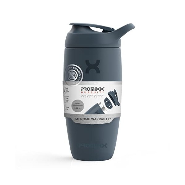 Promixx Shaker – Bouteille shaker de protéines de qualité supérieure pour shakes complémentaires – 550 ml – Gobelet en acie