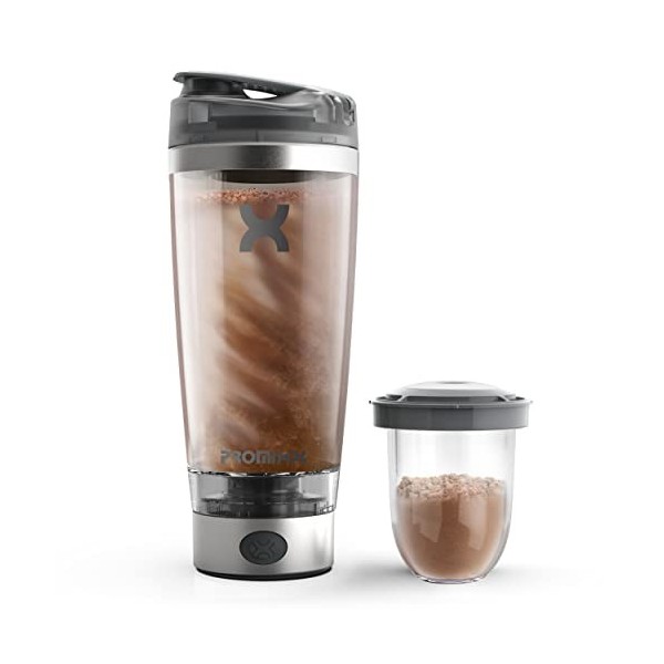 Promixx Pro Shaker Bottle édition iX-R - Rechargeable, Puissant pour des shakes Protéinés Lisses - Comprend un Stockage Sup