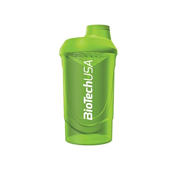 BioTechUSA Wave Shaker, Shaker pour tous les types de boissons à mélanger, sans BPA, nettoyage facile, 600 ml, Transparent