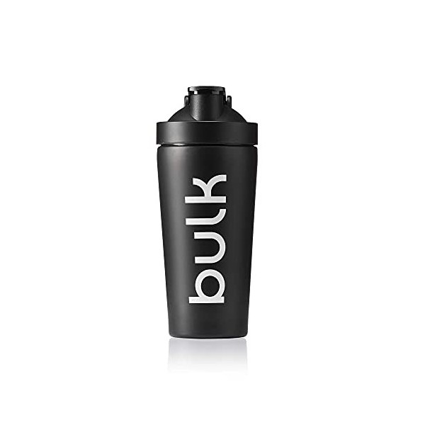 Bulk Shaker en Acier Inoxydable Deluxe, Protéine Shaker, Noir Jais, 750 ml