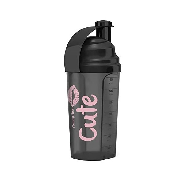 TummyTox Cute Nutrition Protein Shaker Noir | Capacité de 700 ml pour les boissons de pré-entraînement, les substituts de rep