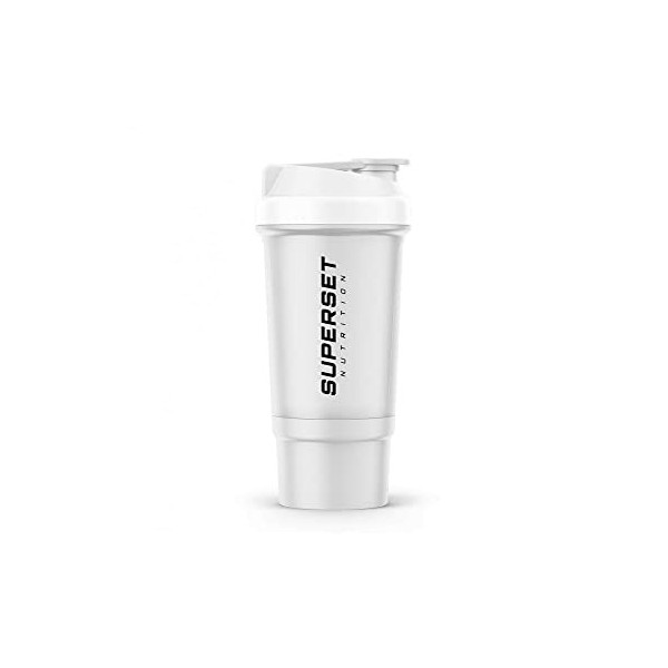 SUPERSET NUTRITION | Shaker 500ml Shakers & gourdes | Shaker à Compartiment - Noir