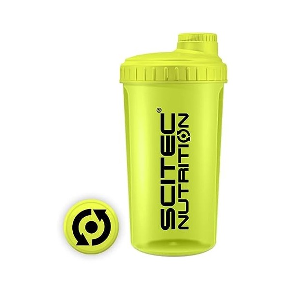 Scitec Nutrition Shaker, Shaker protéiné, sans BPA, 700 ml, Jaune Fluo