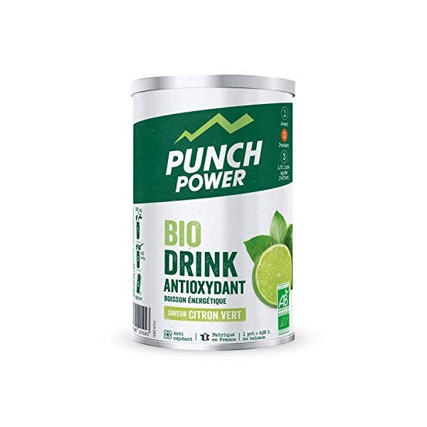 PUNCH POWER - Biodrink Antioxydant - Citron vert - Pot 500 g - Boisson Glucidique de leffort - Riche en Vitamines - Bio - Sa