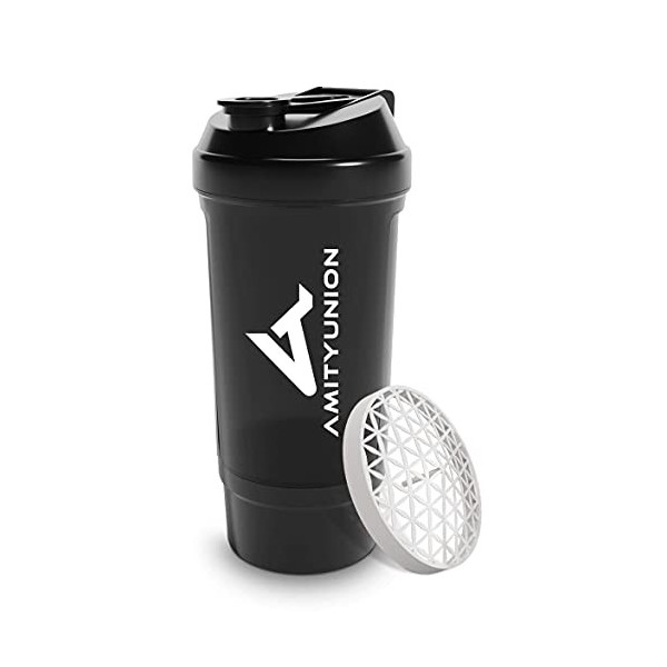 Shaker protéiné FYRA 700 ml avec récipient - shaker protéiné, sans BPA avec tamis et balance pour shakes lactosérum et BCCA, 