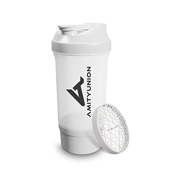 Shaker protéiné FYRA 700 ml avec récipient - shaker protéiné, sans BPA avec tamis et balance pour shakes lactosérum et BCCA, 