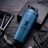 X SIM FITNESSX Shaker pour boisson protéinée en acier inoxydable 700 ml avec boule, double wall-Blau, 700 ml