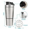 Hojalis Shaker Protéine Acier Inoxydable, 600+200ML Sport Fitness Shaker, Avec Compartiment à Poudre et Boule Dagitation, Pr