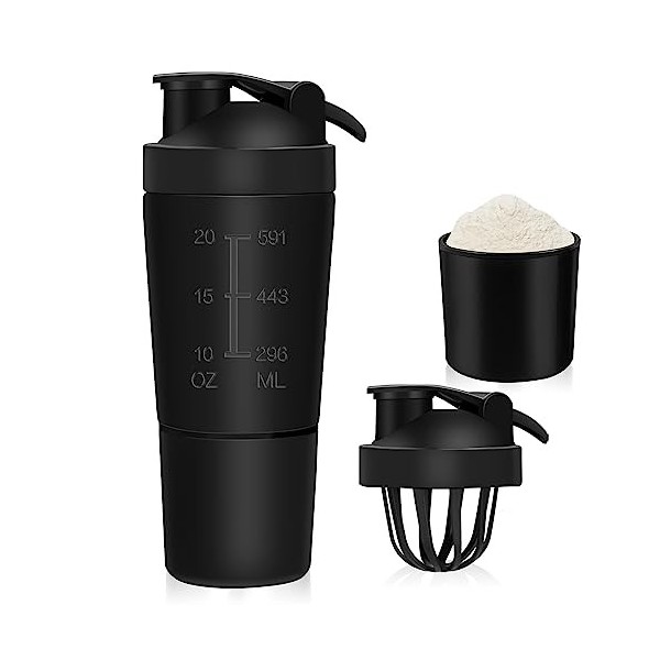 ROCKY&CHAO Shaker à protéines en acier inoxydable - 900 ml - sans BPA Sport Fitness Shaker, Shaker de protéines de fitness - 