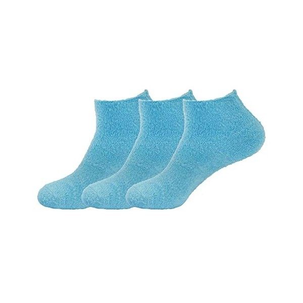 BambooMN Chaussettes pelucheuses en nylon infusées à laloe pour femme, bleu vif, X-Large