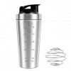 LUFEIS Shaker Protéine Acier Inoxydable, Sport Fitness Shaker, Shaker Bottle de Protéines Capacité 750 ml Avec Boule Dagitat