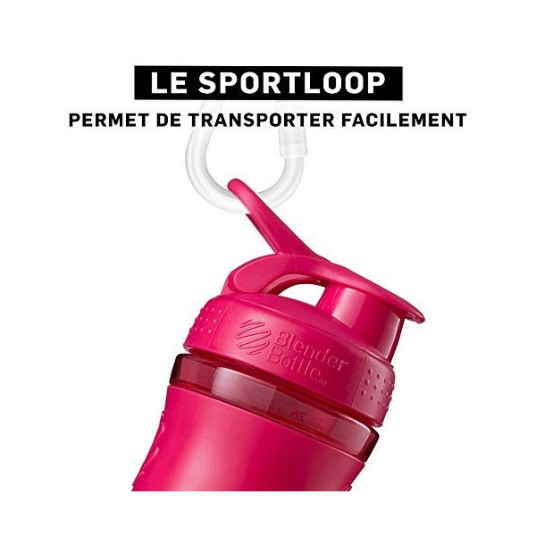 BlenderBottle Sportmixer Tritan- Protéine Shaker / Bouteille deau / Shaker Diététique, Mixte Adulte, Rose, 20oz/590ml