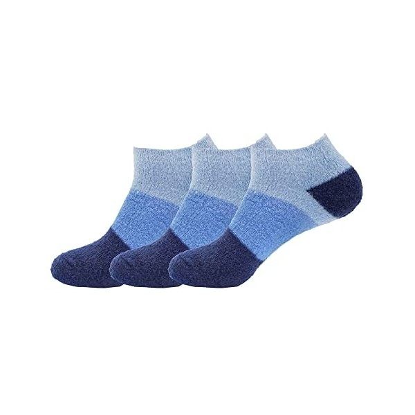 BambooMN Chaussettes pelucheuses en nylon infusées à laloe pour femme, bleu vif, X-Large