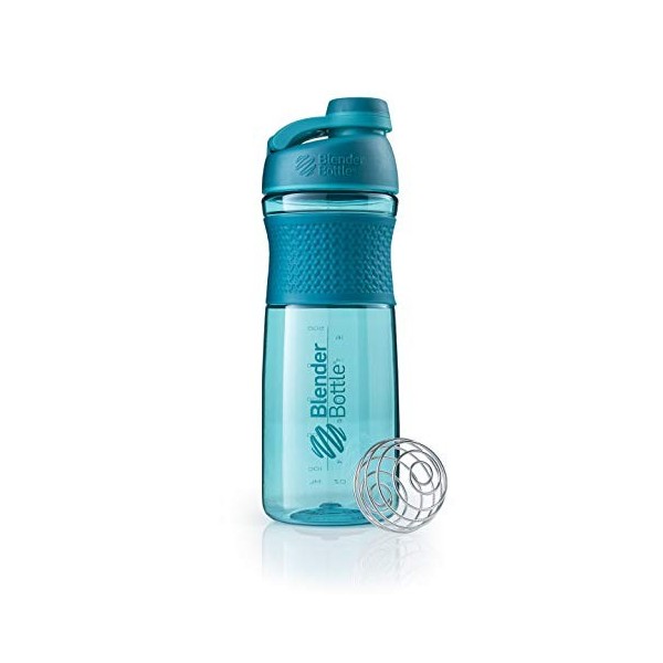 BlenderBottle Sportmixer Twist, Botella mezcladora de batidos de proteínas, Unisex, con batidor Blenderball, 590ml - teal