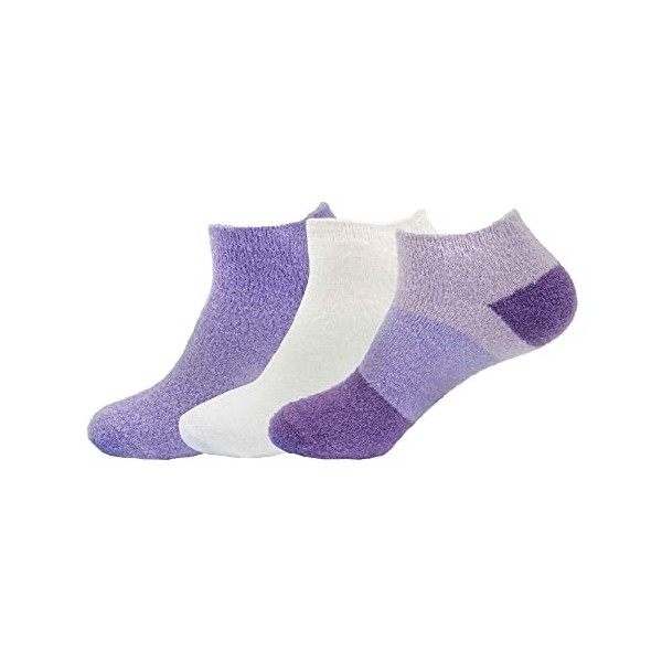 BambooMN Chaussettes pelucheuses en nylon infusées à laloe pour femme, bleu vif, X-Large