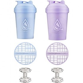 HydraCup Lot de 5 bouteilles shaker de 591 ml pour mélanges de protéines, boule de mixage et grille de mélange, tasse shaker 