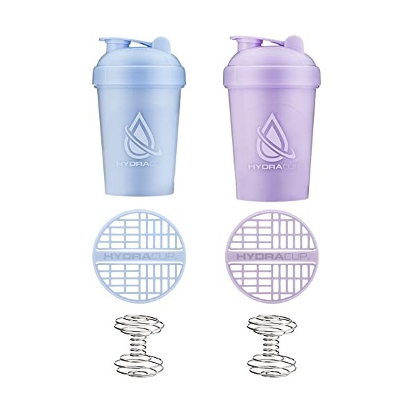 HydraCup Lot de 5 bouteilles shaker de 591 ml pour mélanges de protéines, boule de mixage et grille de mélange, tasse shaker 