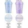 HydraCup Lot de 5 bouteilles shaker de 591 ml pour mélanges de protéines, boule de mixage et grille de mélange, tasse shaker 