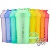 HydraCup Lot de 8 bouteilles shaker de 800 ml pour mélanges de protéines, double mélangeur, fouet métallique et grille de mél