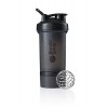 BlenderBottle ProStak Shaker avec 2 boîtes supplémentaires de 100, 150 ml + compartiment à pilules, 450 ml, Noir Full Color 