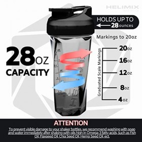 FENRIR Helimix Vortex Blender Shaker Bottle 28oz | No Blending Ball or Whisk | USA Made | Portable Pre Workout Whey Protein D