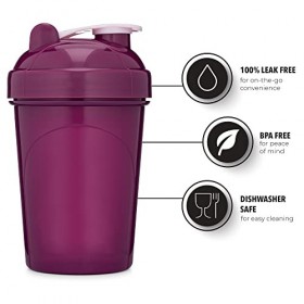 GOMOYO Lot de 4 bouteilles shaker de 590 ml avec agitateurs de mélange corail/blanc, violet, menthe/blanc, rose | Le shaker