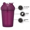 GOMOYO Lot de 4 bouteilles shaker de 590 ml avec agitateurs de mélange corail/blanc, violet, menthe/blanc, rose | Le shaker