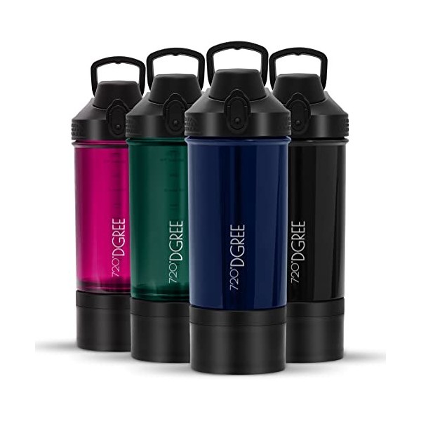 720°DGREE Shaker Fitness uberShaker 550ml - Premium Shaker à protéines avec compartiment à poudre, sphère – Anti-fuite, Sans-