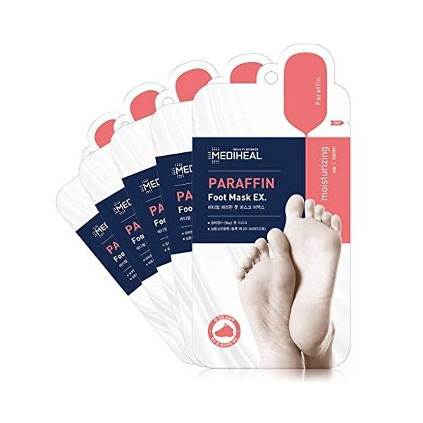 Mediheal Masque pour les pieds à la paraffine EX. 5 paires, masque exfoliant pour les pieds pour lélimination des peaux mort