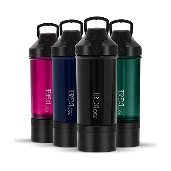 720°DGREE Shaker Fitness uberShaker 550ml - Premium Shaker à protéines avec compartiment à poudre, sphère – Anti-fuite, Sans-