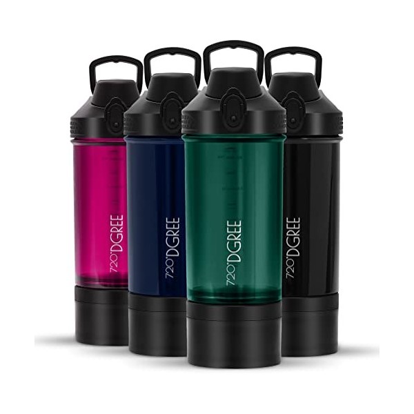 720°DGREE Shaker Fitness uberShaker 550ml - Premium Shaker à protéines avec compartiment à poudre, sphère – Anti-fuite, Sans-