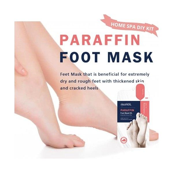 Mediheal Masque pour les pieds à la paraffine EX. 5 paires, masque exfoliant pour les pieds pour lélimination des peaux mort