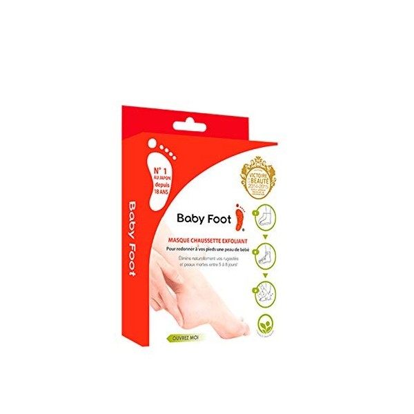 BABY FOOT | Masque Chaussette Exfoliant Pieds | Anti callosités & Peaux Mortes | Fabriqué au Japon | 1 Paire