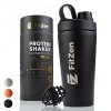 FitZen Bouteille shaker de protéines | Bouteille de sport anti-fuite en acier inoxydable avec boule