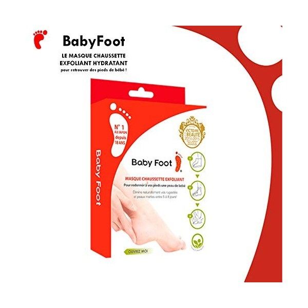 BABY FOOT | Masque Chaussette Exfoliant Pieds | Anti callosités & Peaux Mortes | Fabriqué au Japon | 1 Paire