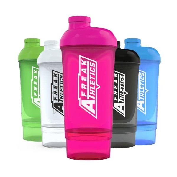 Freak Athletics Shaker Bouteille avec stockage pour shaker protéiné Noir 500 ml