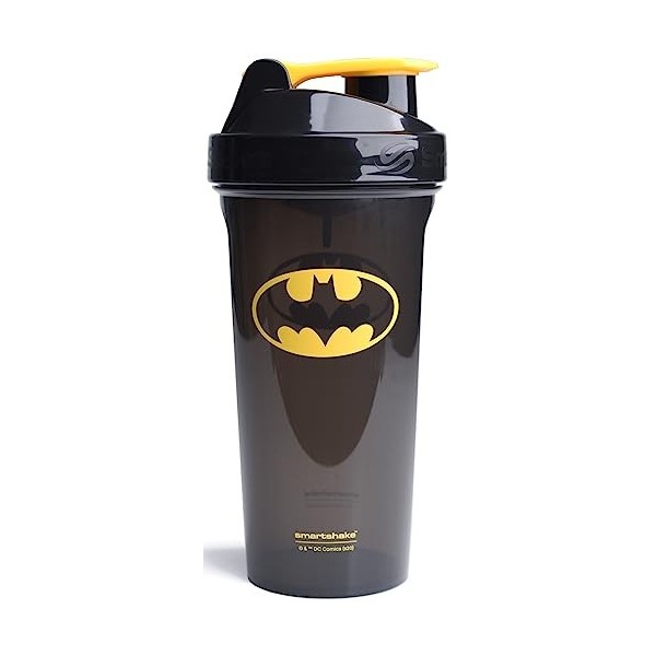 Smartshake Lite Justice League Protein Shaker Bottle 800ml – DC Comics Batman Water Bottle, Leakproof BPA Free Gym Shaker Bot