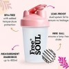 Free Soul Shaker de protéines de 400 ml avec boule de mixage | Rose | Sans BPA | Mini bouteille deau pour boissons protéinée