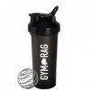 GYM RAG Shaker de protéines - Sans BPA, sans fuite - 600 ml - Avec mélangeur à billes - Durable - Pour boissons protéinées, s