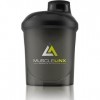 Musc Shaker à protéines avec bouchon à vis 100 % étanche Noir 400 ml
