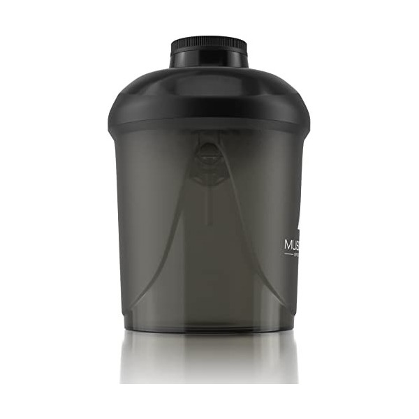 Musc Shaker à protéines avec bouchon à vis 100 % étanche Noir 400 ml