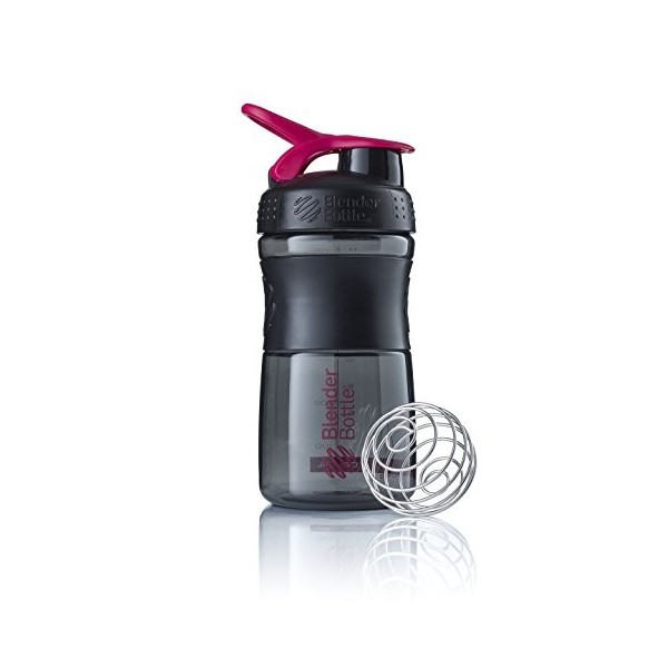 BlenderBottle Sportmixer Tritan- Protéine Shaker / Bouteille deau / Shaker Diététique , Mixte Adulte, Noir/Rose, 20oz/590ml