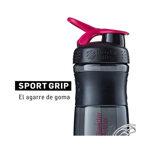 BlenderBottle Sportmixer Tritan- Protéine Shaker / Bouteille deau / Shaker Diététique , Mixte Adulte, Noir/Rose, 20oz/590ml