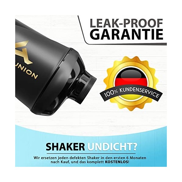 Protein Shaker Protein Shake Deluxe 800 ml - shaker protéiné étanche, sans BPA avec tamis et tartre pour les shakes crémeux d