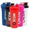 ICON Nutrition Classic Protein Shaker Bouteille de 600 ml Transparent / Noir bouchon rouge Rouge mat