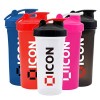 ICON Nutrition Classic Protein Shaker Bouteille de 600 ml Transparent / Noir bouchon rouge Rouge mat