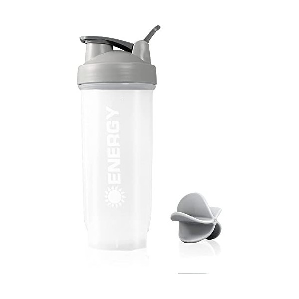 Didiseen Shaker Bouteille de sport pour mélanges de protéines, 700 ml, bouteille deau haute capacité avec fouet mélangeur à 