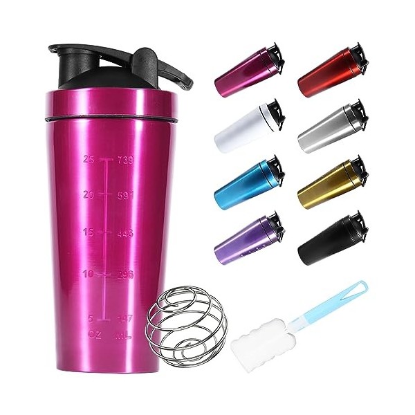 ZAKVOP Shaker à protéines, bouteille deau, graduée jusquà 960 ml, sans BPA, anti-fuite, en acier inoxydable de qualité supé