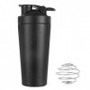 Fivtsme Shaker Protéine Acier Inoxydable, Sport Fitness Shaker, Shaker Bottle de Protéines Capacité 900 ml Avec Boule Dagita