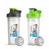 Homeshopa Lot de 2 bouteilles de protéines en poudre de 700 ml Bouteille deau de sport sans BPA avec couvercle à visser anti